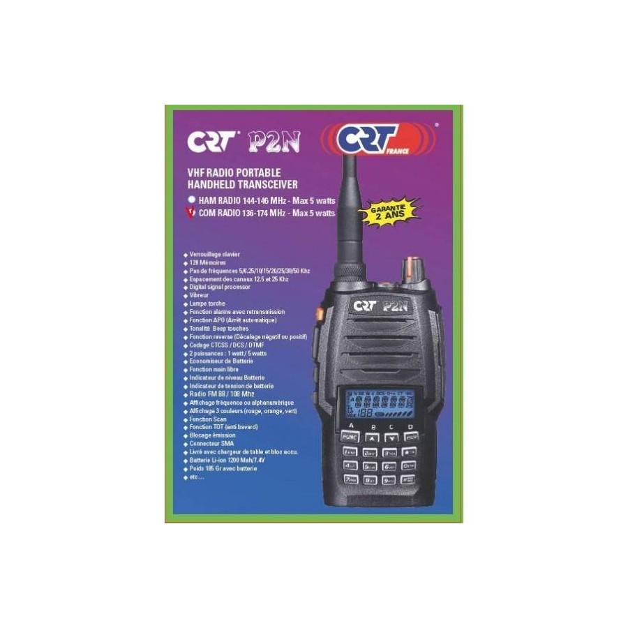 RADIO PORTABLE VHF CRT P2N VERSION COM RADIO 136-174 MHz 