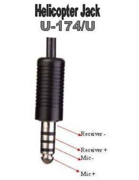 Replacement extensible spiral cable for helicopter headset with NATO US U-174/U plug