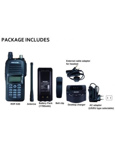 REXON RHP-530 NAV-COM Airband Transceiver en 8.33 Mhz avec VOR surveillance Bi-Bande et Bluetooth (optionnel) REXON RHP-530 NAV-COM Airband Transceiver en 8.33 Mhz avec VOR surveillance Bi-Bande et Bluetooth (optionnel)