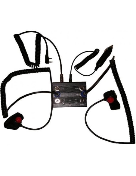 AVIATION INTERCOM 2 pax KENWOOD molded double jacks - Wire PTT AVIATION INTERCOM 2 pax KENWOOD molded double jacks - Wire PTT