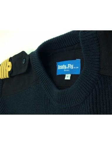 Pull-over laine mérinos col rond manches longues Pilote et Personnel Navigant