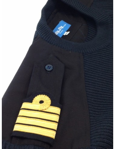 Pull-over laine mérinos col rond manches longues Pilote et Personnel Navigant