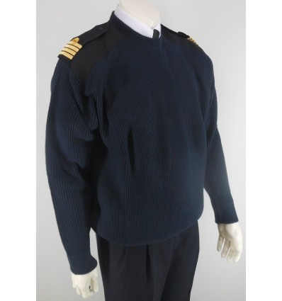 Pull-over laine col rond manches longues Pilote et Personnel Navigant