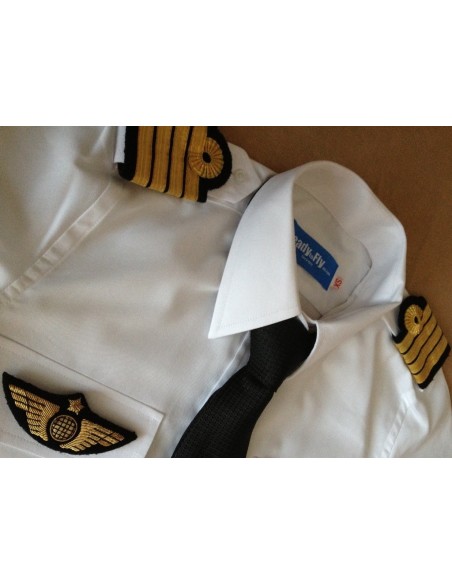 Woman Pilot Shirt « White Collar »  Long or Short Sleeves