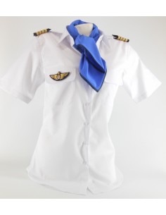 Woman Pilot Shirt « White Collar »  Long or Short Sleeves 2