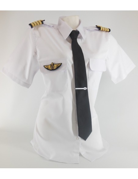 Woman Pilot Shirt « White Collar »  Long or Short Sleeves