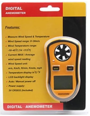 Anémomètre Numérique Vitesse du Vent Thermomètre Ovoide