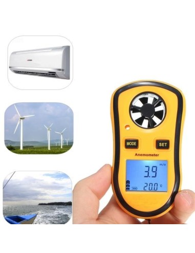 Handheld LCD Display Digital Anemometer Thermometer Ovoid
