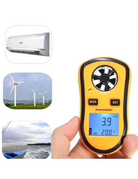 Handheld LCD Display Digital Anemometer Thermometer Ovoid