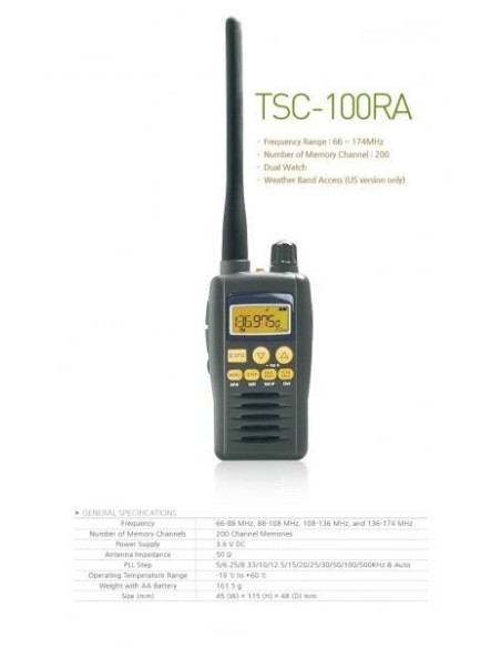 TSC 100-RA Scanner Recepteur Multi Bandes dont Avion 8,33Mhz TSC 100-RA Scanner Recepteur Multi Bandes dont Avion 8,33Mhz