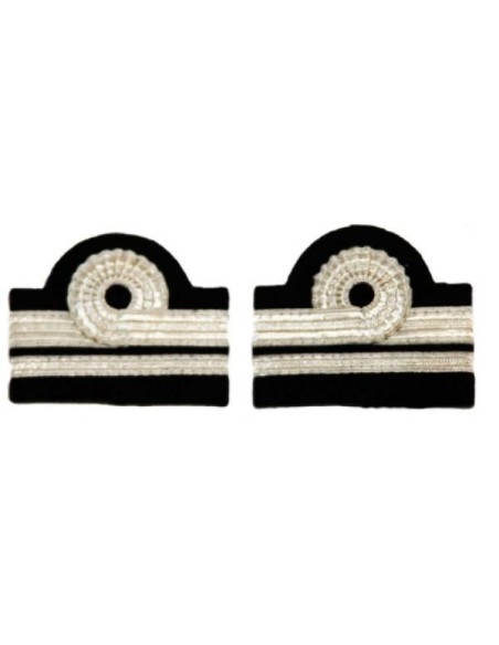 Galons d'épaules PNC Instructeur Chef de Cabine 2 Barrettes 10 et 5 mm Boucle Nelson Argent