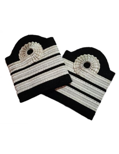 Galons d'Epaules PNC Officier Argent 3 barrettes avec boucle Nelson 