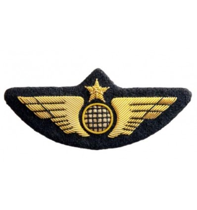Pilot Wing Gold with embroidered Earth Globe on felt to sew