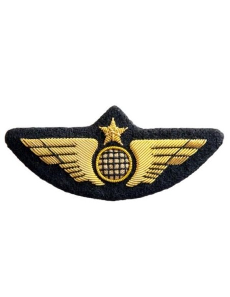 Pilot Wing Gold with embroidered Earth Globe on felt to sew Pilot Wing Gold with embroidered Earth Globe on felt to sew