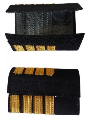 Galons LUXE d'épaules Or 4 Barrettes Simples C.D.B. Velcro