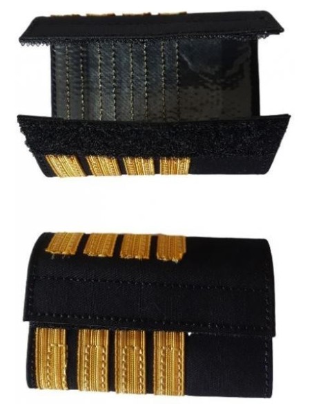 Luxury Epaulets 4 simple stripes - Gold - Classic with velcro fastener