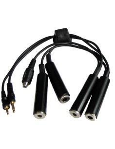 Adaptateur 2 Casques Prise ICOM - 4 Jacks Femelle Aviation Générale 2 PTT 2