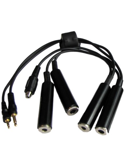 Adaptateur 2 Casques Prise ICOM - 4 Jacks Femelle Aviation Générale 2 PTT