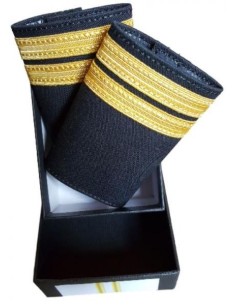 Galons LUXE d'épaules Or 2 Barrettes Simples O.P.L. Velcro