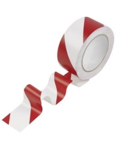 Rouleau de Rubalise Rouge Blanc. 100 m par 50 mm