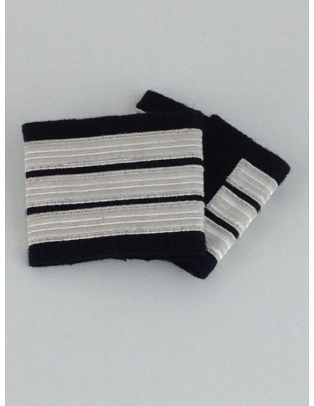 Galons d'Epaules PNC Officier Argent 3 barrettes droites