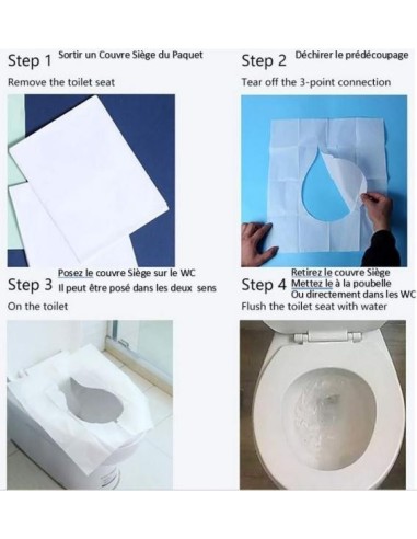 Couvre Siège Protection de Toilette WC Jetable Biodégradable