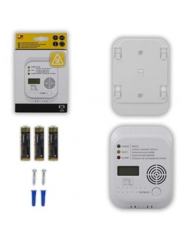 CO Detector with Visual and SOUND Alarm Direct reading of mesure on LCD Screen