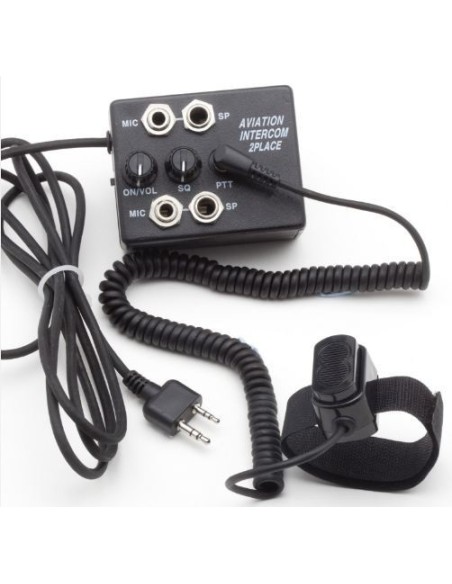 INTERCOM AVIATION 2 places Prise ICOM double jacks - PTT déporté INTERCOM AVIATION 2 places Prise ICOM double jacks - PTT déporté