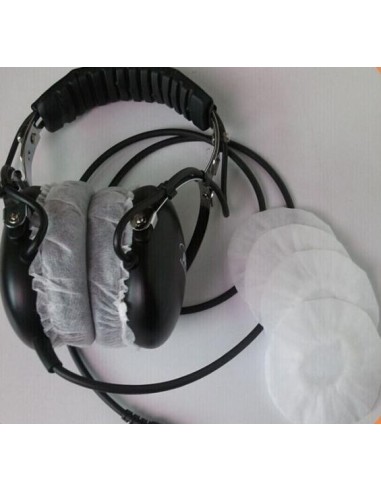 Pair of washable cotton bonnets for airplane earseal headset