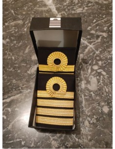 Galons LUXE d'épaules Or 4 Barrettes BOUCLE NELSON C.D.B. Velcro En Boite de Présentation