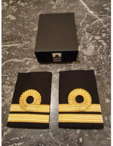 Galons LUXE d'épaules Or 2 Barrettes BOUCLE NELSON O.P.L. Velcro En Boite de Présentation