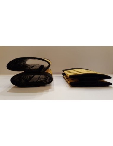 Galons LUXE d'épaules Or 4 Barrettes Simples C.D.B. Velcro En Boite de Présentation