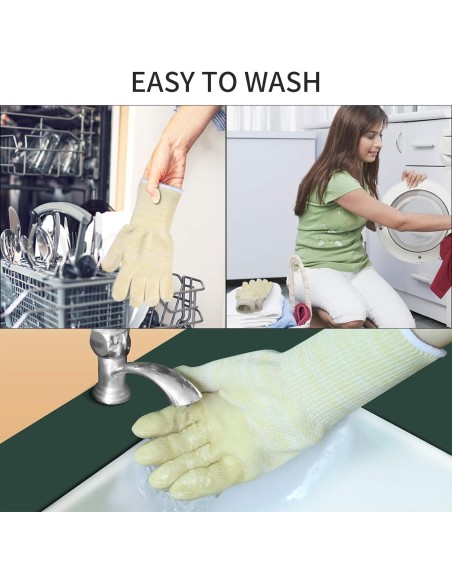 Pair of 5-Finger Flame-Retardant Long Gloves Universal Size Heat Resistant up to 500°C