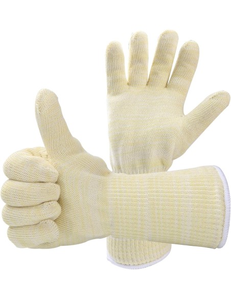 Pair of 5-Finger Flame-Retardant Long Gloves Universal Size Heat Resistant up to 500°C