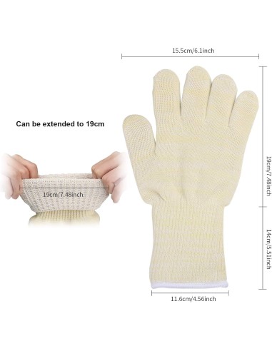 Gants Anti-Chaleur ignifugé longs 5 doigts Taille Universelle Résistants jusqu'à 500°C