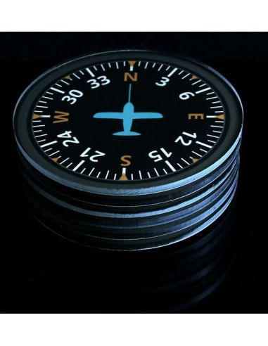 Ensemble de 6 SOUS-VERRES d'INSTRUMENTS DE VOL AVION MODERNES RONDS