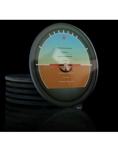 SET OF 6 ROUND MODERN AIRCRAFT INSTRUMENT COASTERS
