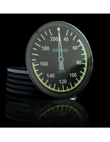 Ensemble de 6 SOUS-VERRES d'INSTRUMENTS DE VOL AVION MODERNES RONDS