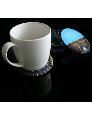 SET OF 6 ROUND MODERN AIRCRAFT INSTRUMENT COASTERS