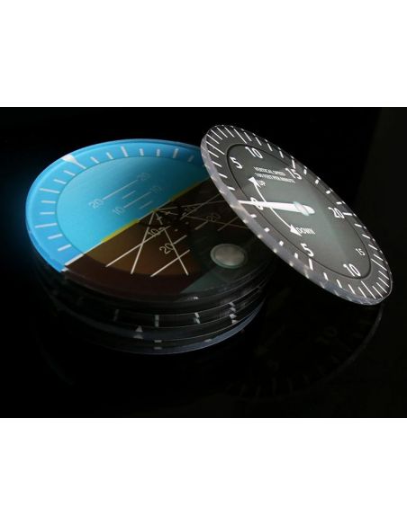 SET OF 6 ROUND MODERN AIRCRAFT INSTRUMENT COASTERS