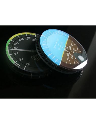 Ensemble de 6 SOUS-VERRES d'INSTRUMENTS DE VOL AVION MODERNES RONDS