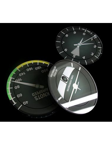 Ensemble de 6 SOUS-VERRES d'INSTRUMENTS DE VOL AVION MODERNES RONDS