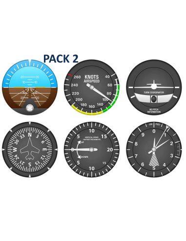 Ensemble de 6 SOUS-VERRES d'INSTRUMENTS DE VOL AVION MODERNES RONDS