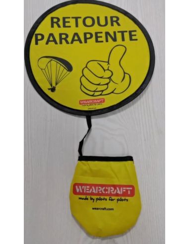 Lightweight folding sign in pouch for “RETOUR PARAPENTE” EASY STOP.