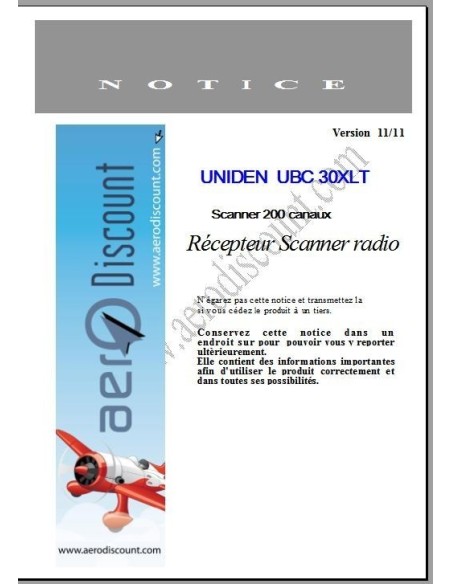 Fench Operating Manual for UNIDEN UBC30XLT Scanner 200 channels