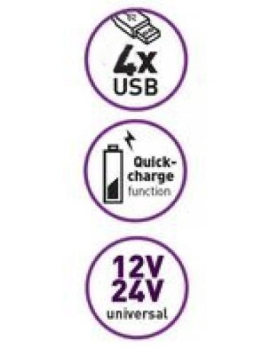 Chargeur 4 ports USB allume-cigare 12V - 2 A